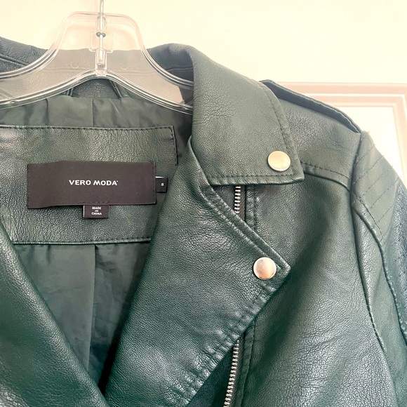 Green ‘leather’ moto jacket - Picture 3 of 4